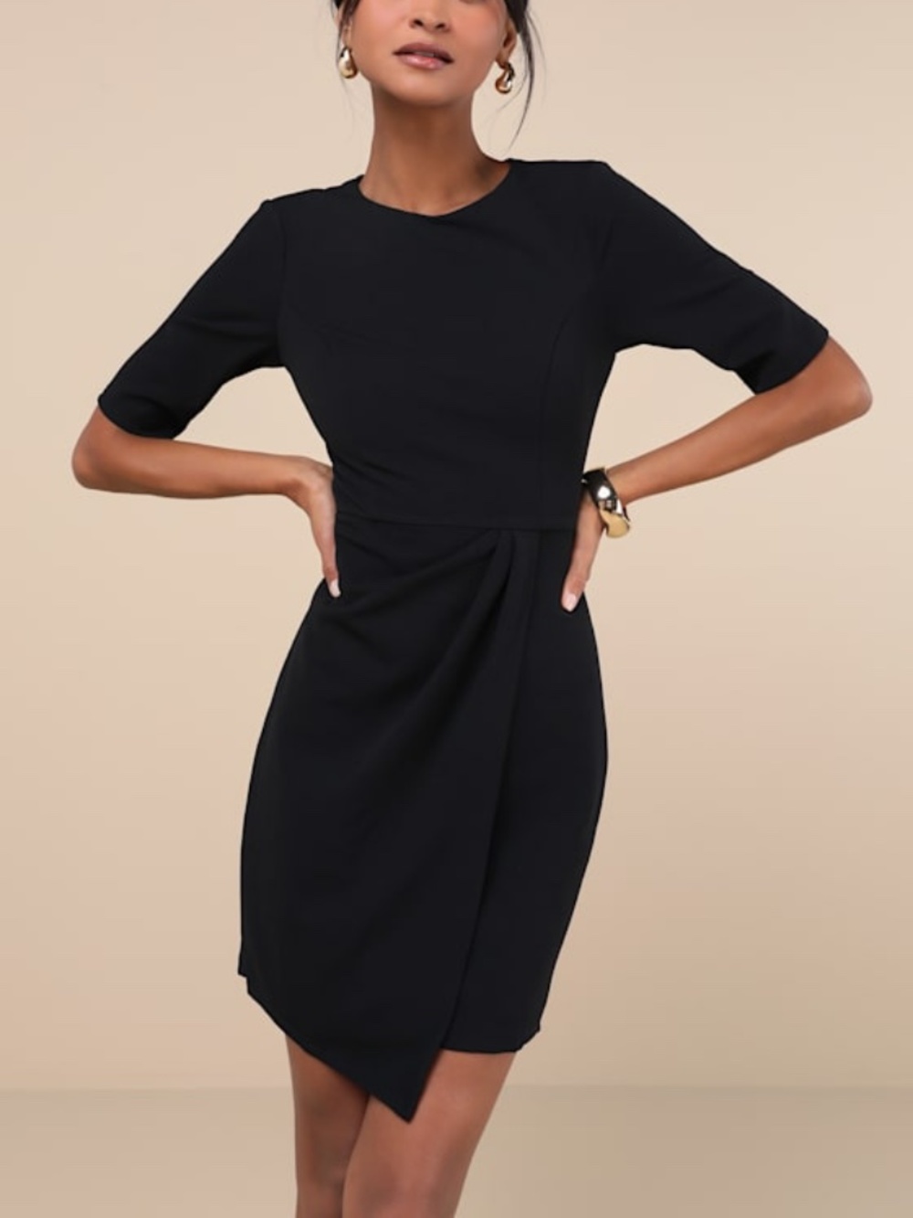 Lulus Westwood Black Half Sleeve Sheath Dress - Size S